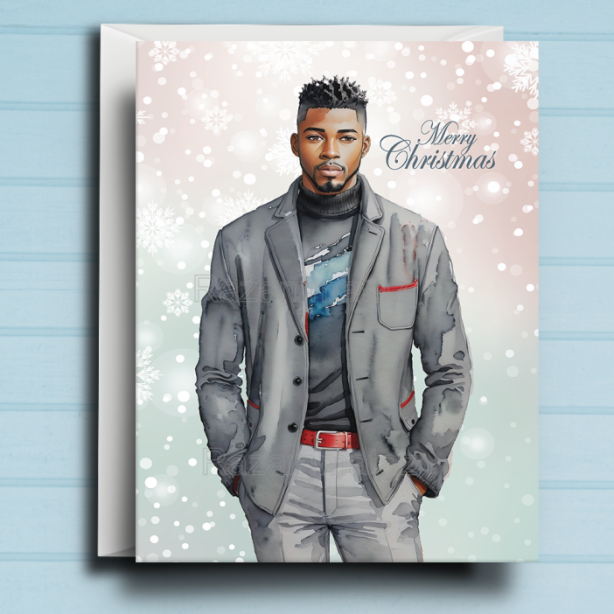 Black Man L Christmas Card